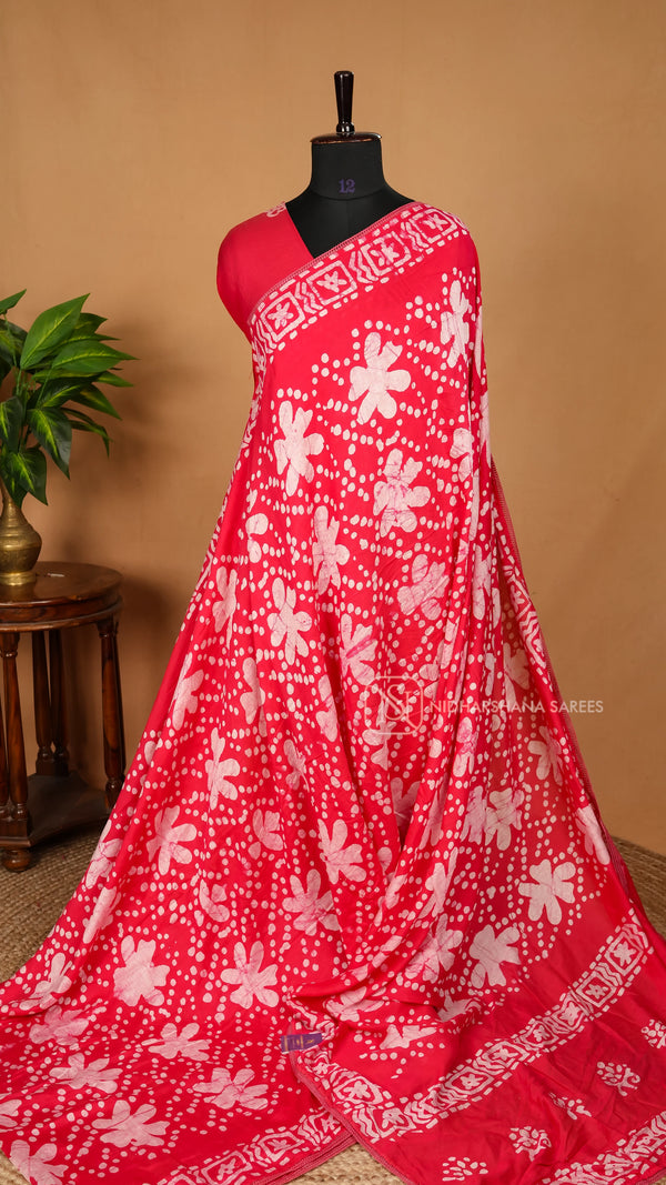 Chanderi Cotton With Batic Print