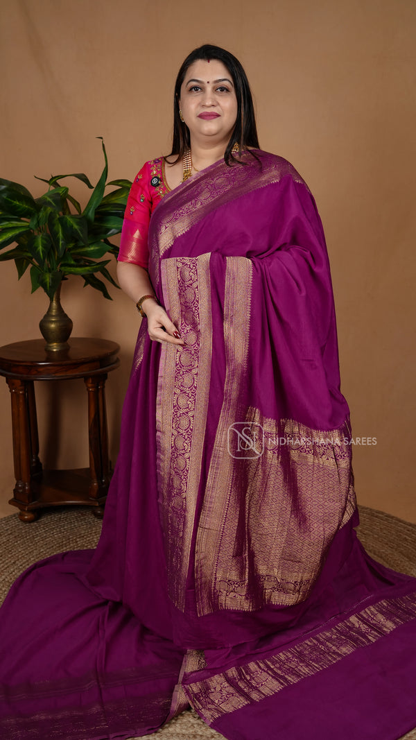 Crush Chinon Silk With Gap Style Zari Border
