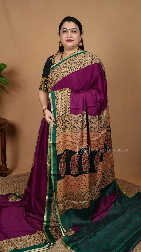 Semi Georgette With Contrast Border