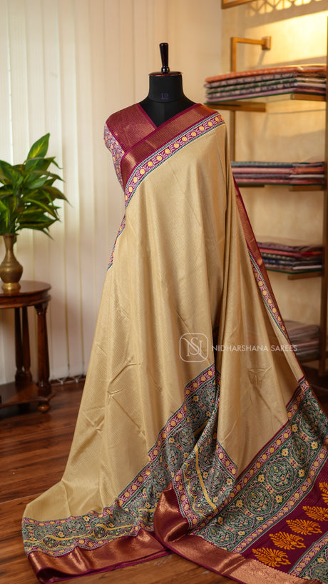 Premium Dola With Zari And Ajark Style Border
