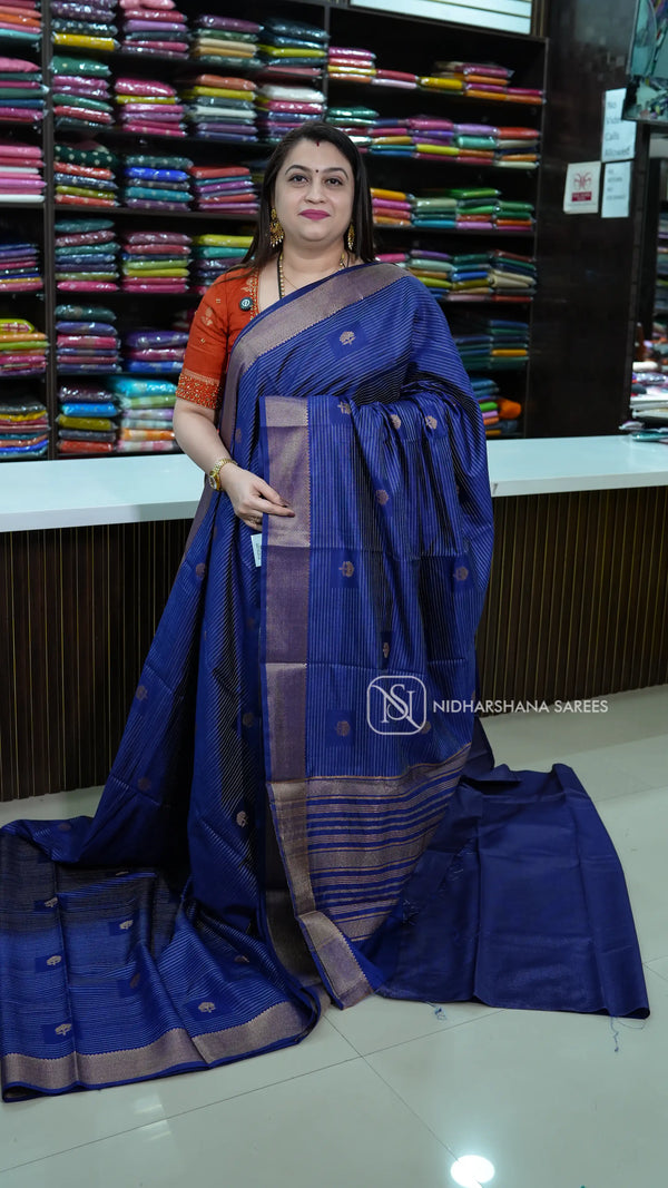 Semi Tussar With Katha Stitch And Zari Butta Concept