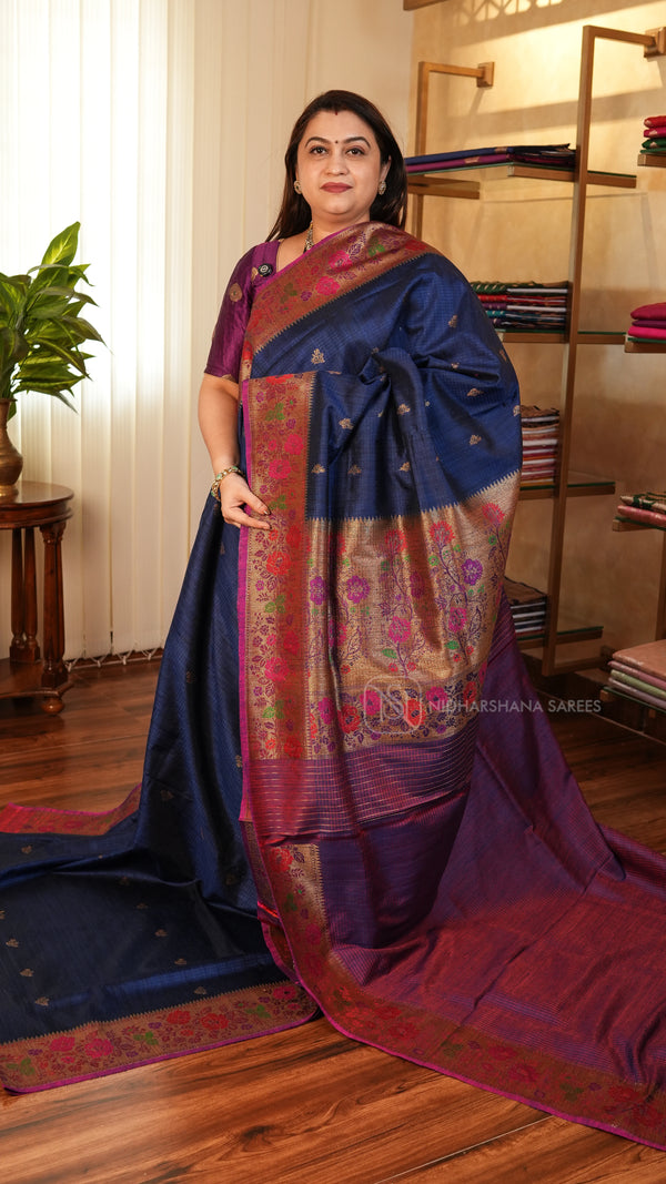 Pure Banarasi Matka Silk With Zari Butta And Floral Zari Border