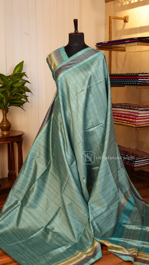 Semi Tussar Silk With Zariless Concept