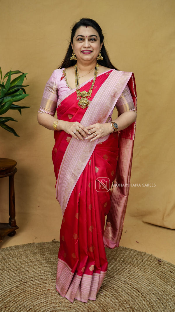 Semi Kanchipuram Silk With Zari Butta