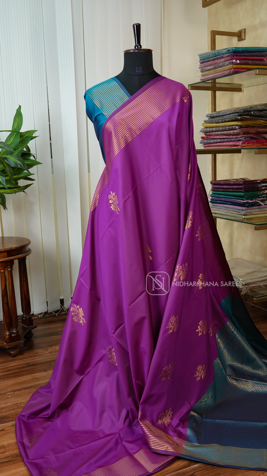Semi Soft Silk With Floral Zari Butta