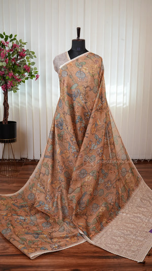 Elegant Chanderi Cotton Saree With Kalamkari-Inspired Design And Lace Detailing