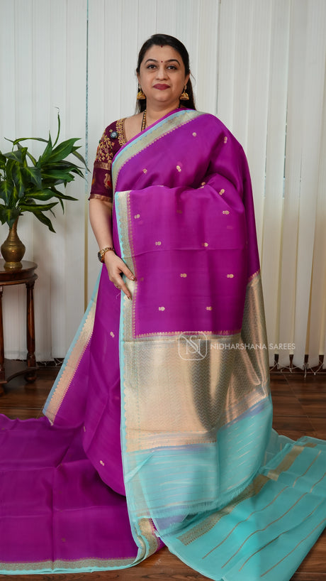 Pure Banarasi Silk With Zari Butta And Contrast Zari Border