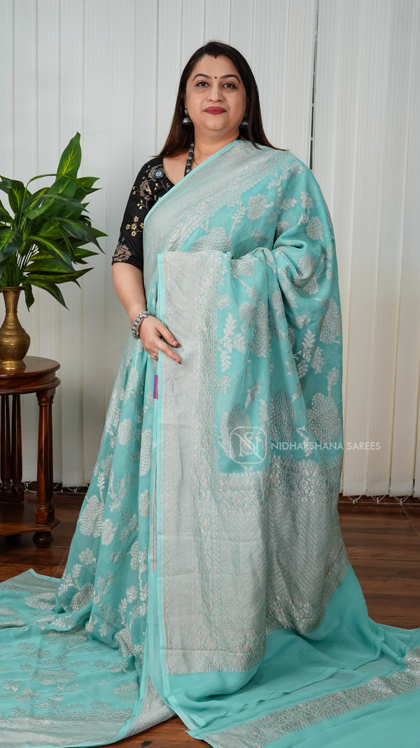 Pure Banarasi With Antic Zari Floral Weaving