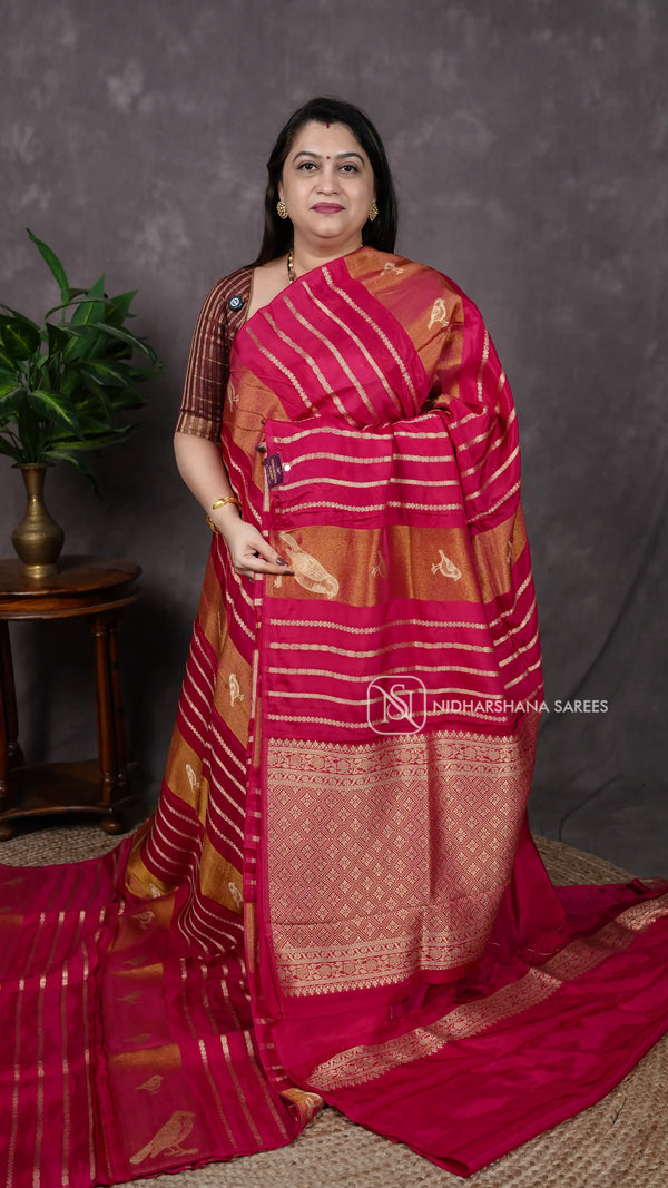 Mashru Satin With Zari Lines And Zari Butta V-6