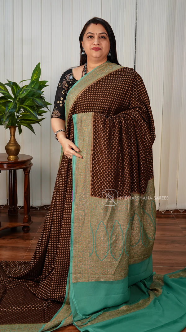 Pure Banarasi Georgette With Antic Zari Butta