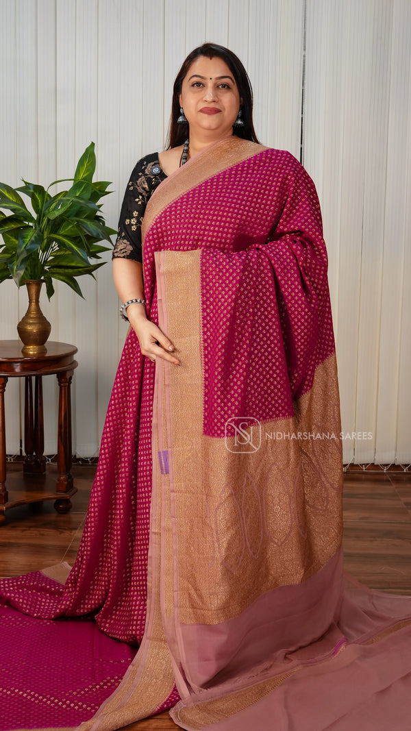 Pure Banarasi Georgette With Antic Zari Butta