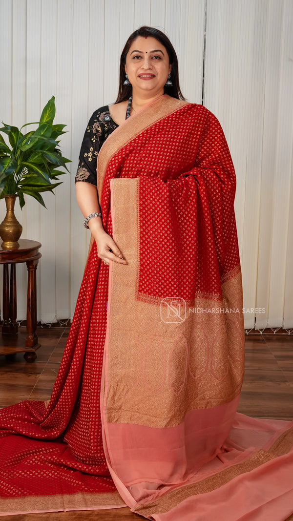 Pure Banarasi Georgette With Antic Zari Butta