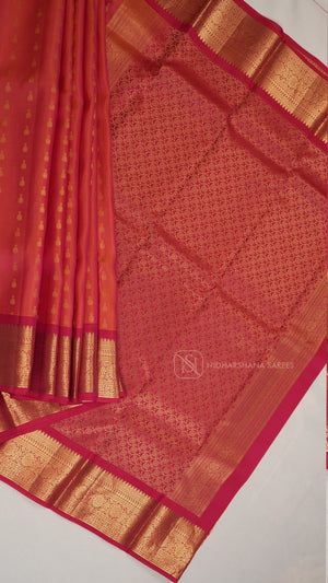 Pure Kanchipuram Silk Saree With Traditional Border And Contrast Zari Butta