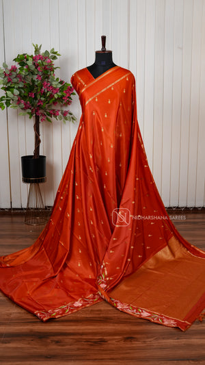 Premium Gajji Silk Saree With Intricate Embroidery And All Over Traditional Zari Butta Concept