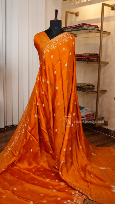 Semi Satin Silk With Floral Zari Weaving Concept