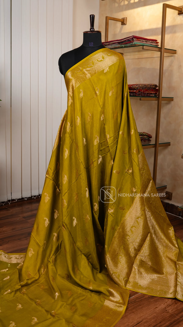 Viscose Silk With Zari Peacock Butta