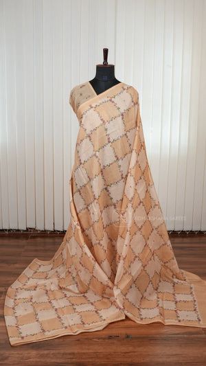 Semi Kota Saree with All-Over Floral Print and Elegant Lace Work Border