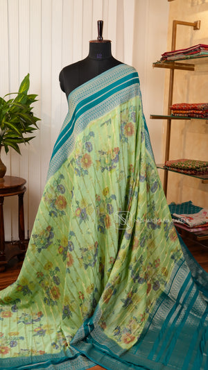 Premium Crepe Silk With Contrast Zari Border