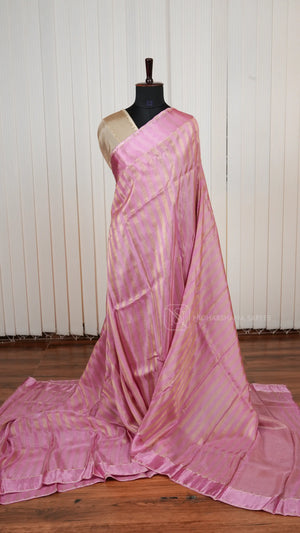 Pure Viscose Crepe Saree With Contrast Satin Zari Border And Elegant Pallu