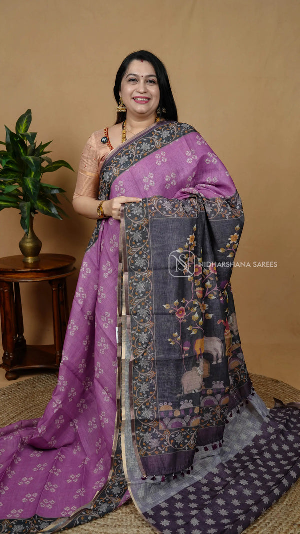 Linen Cotton With Shibori Print And Kalamkari Concept