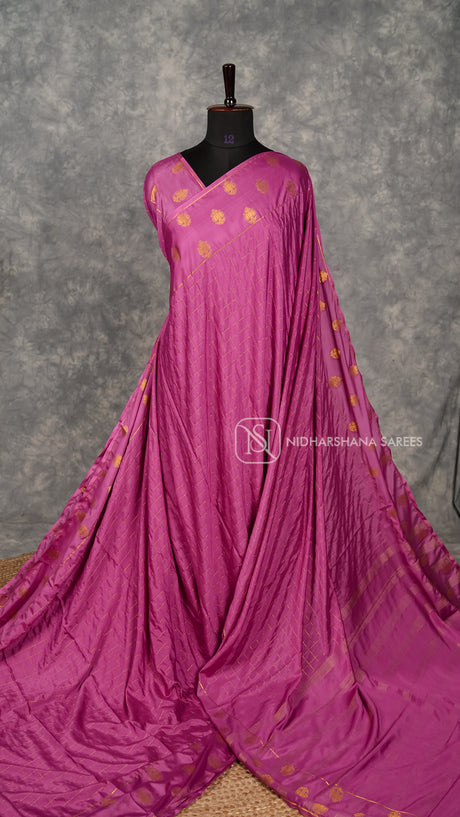 Semi Crepe Silk With Zari Checks And Gandaberunda Concept