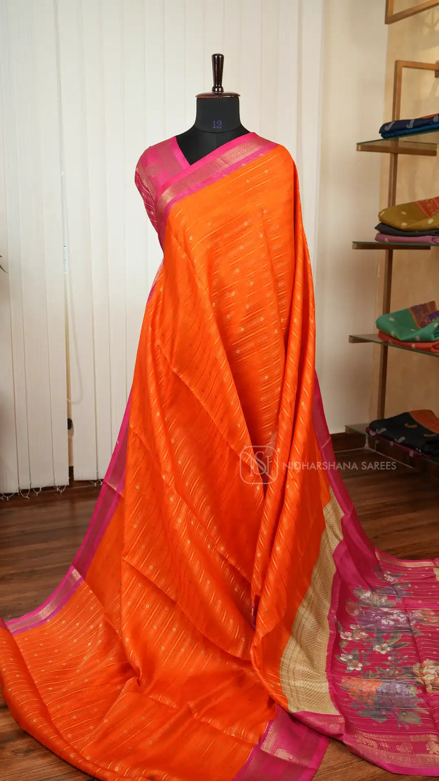 Semi Uppada With Floral Digital Print Pallu