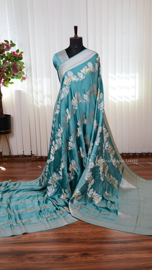 Premium Mashru Satin Saree with Elegant Silver Zari Weaving