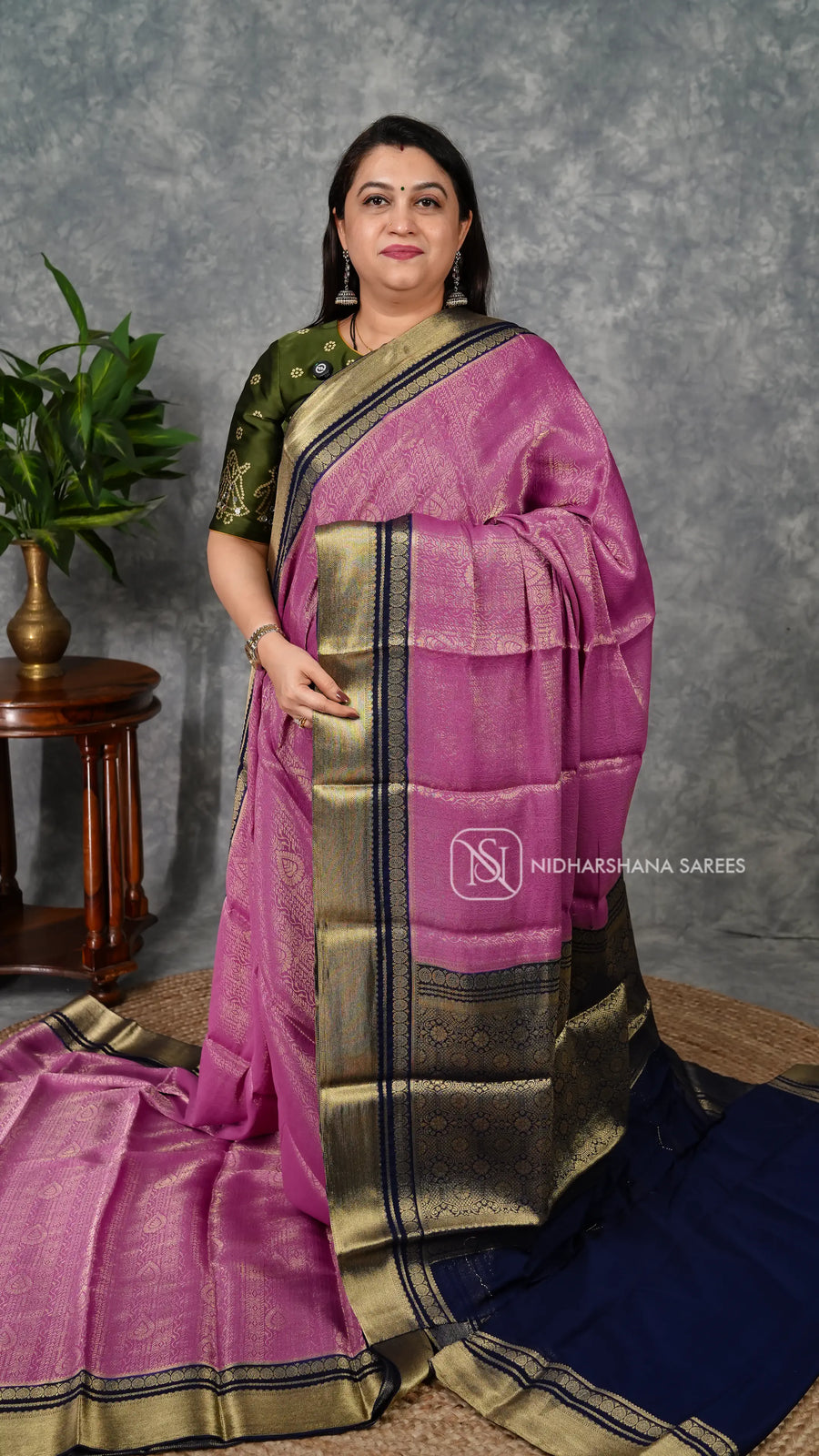 Semi Crepe Silk With Zari Border