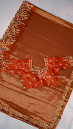 Lightweight Banarasi Soft Tissue Saree with Sequin Work Border