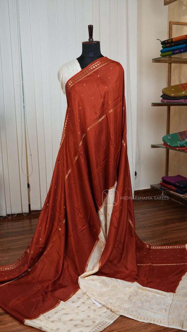 Viscose Silk With Zari Butta And Contrast Border