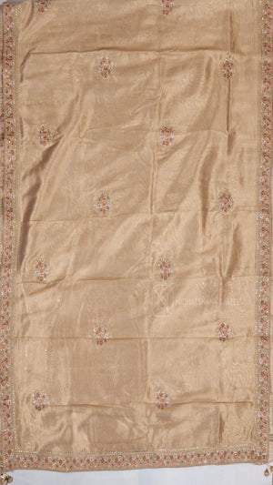 Golden Shade-Soft Banarasi Tissue Saree With Hand Work Butta And Pita And Thread Work Border