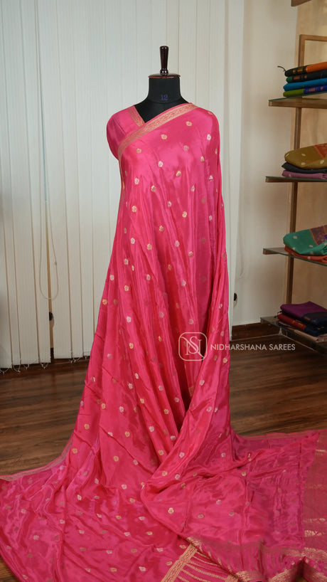 Mashru Satin With Zari Butta With Zari Lines Border