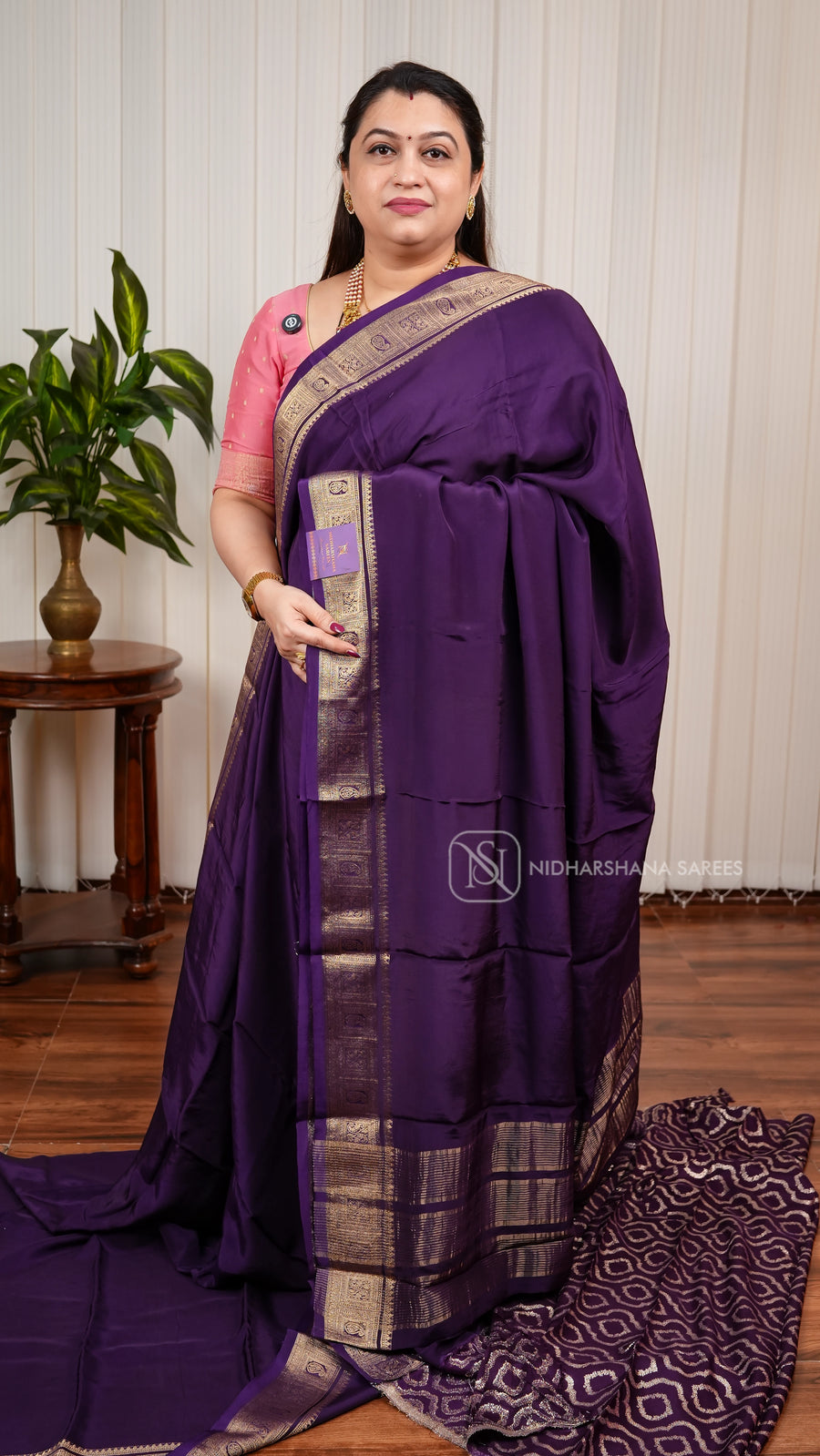 Premium Mysore Crepe Silk Saree With Mango Motif Zari Border