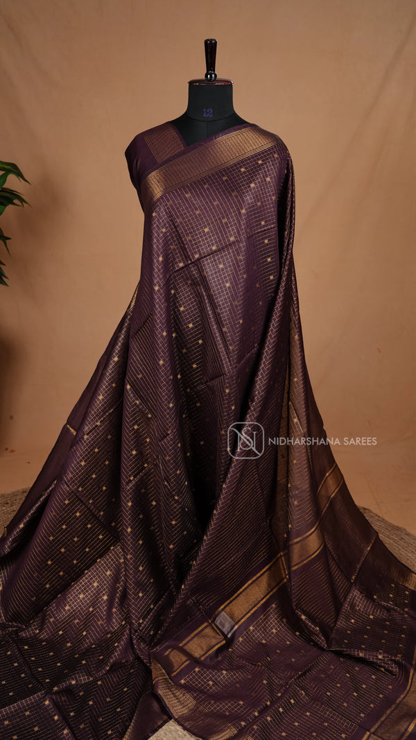 Art Linen With Zari Checks And Zari Border