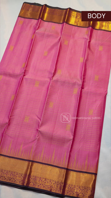 Pure Kanchipuram Silk Saree With Zari Lines And Zari Butta Concept And Zari Border