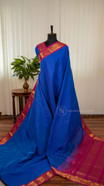 Premium Silk Cotton Saree With Contrast Zari Border