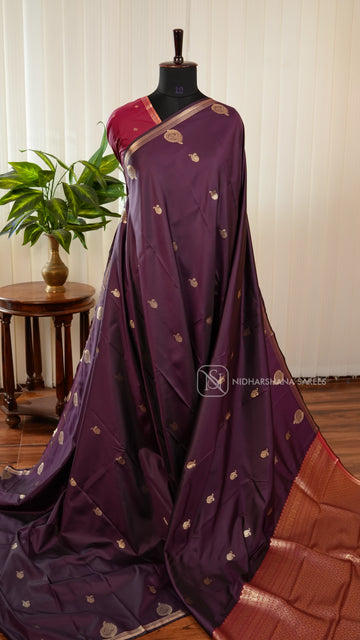 Semi Soft Silk With Zari Butta And Chit Zari Border