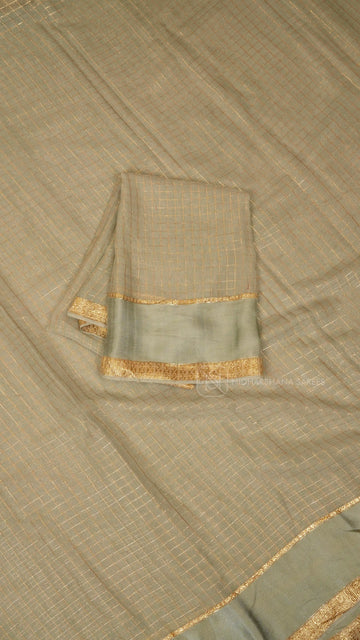 Light Weight Chiffon With Zari Line And Satin Border