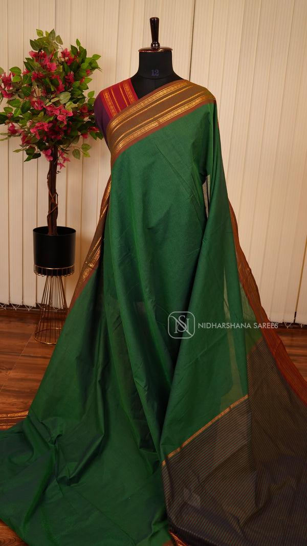 Pure Cotton With Contrast Zari Border