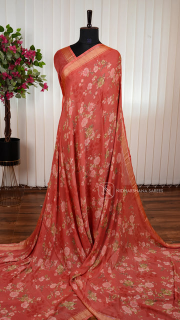 Semi Georgette With Floral Digital Print
