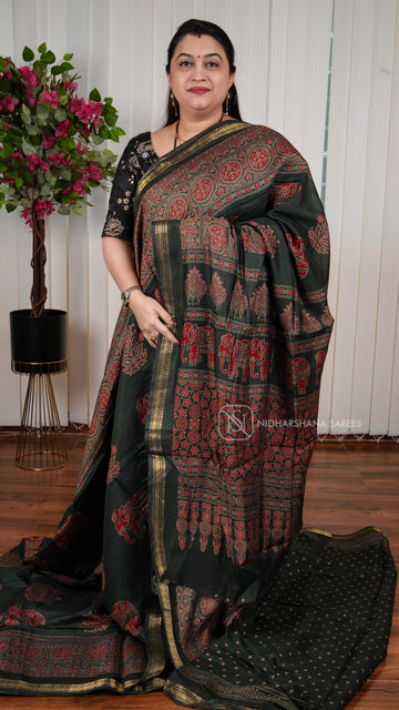 Viscose Cotton With Elephant and Ajarak Digital Print Concept