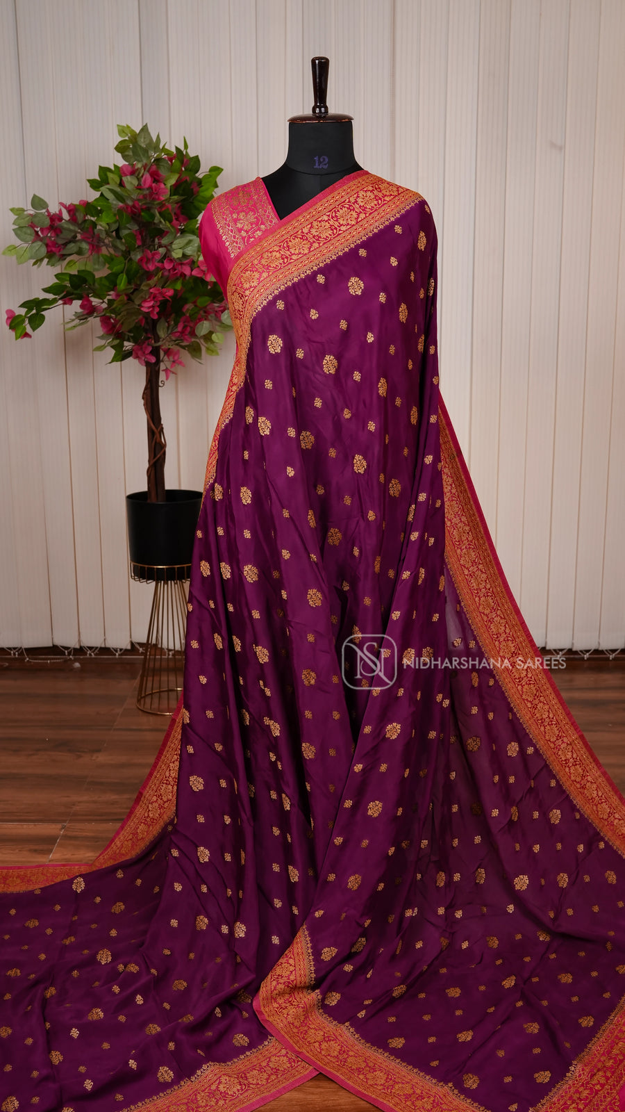 Premium Crepe Silk With Zari Butta And Zari Border