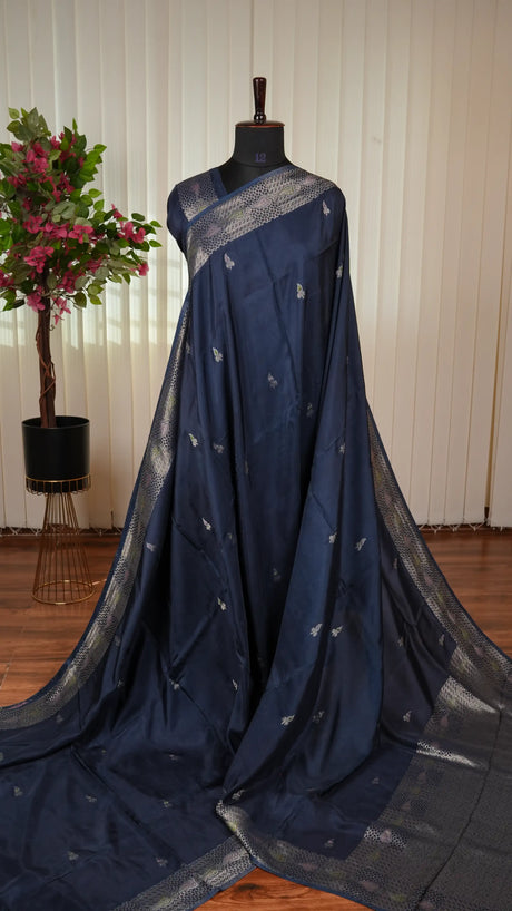 Semi Viscose Silk With Silver Zari Weaving Concept