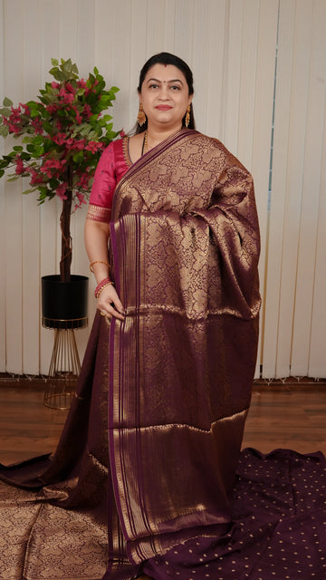 Semi Banarasi Silk With Peacock Zari Weaving Concept