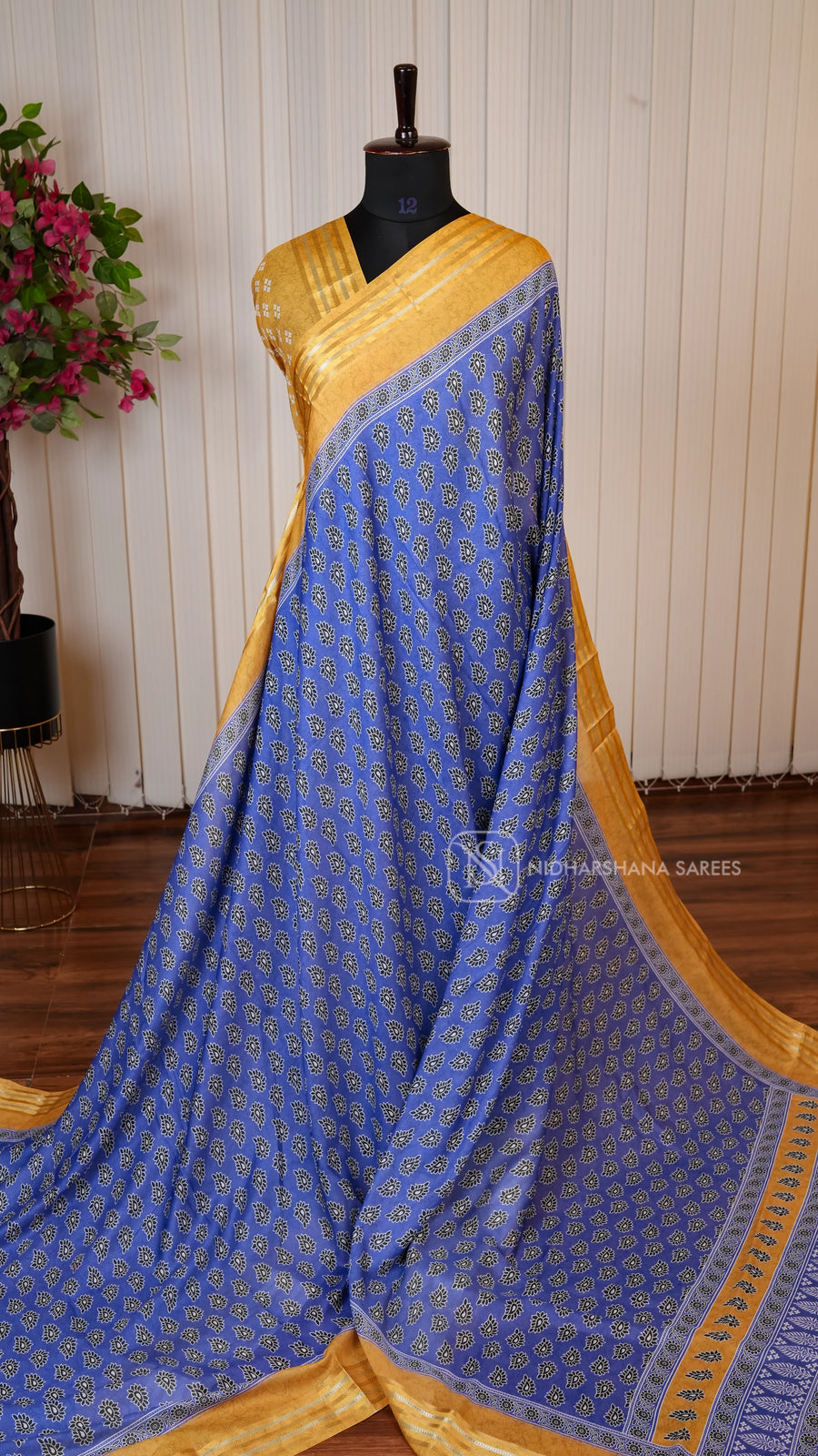 Semi Georgette With Digital Print And Zari Lines Border Concept