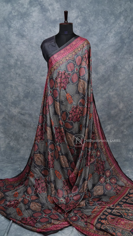 Light Weight Soft Silk Saree With Printed And Swarkosi Stone Work Concept