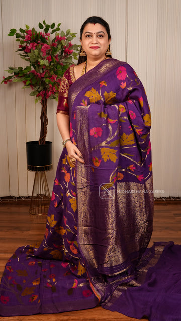 Tussar Georgette Saree With Complete Meena Concept And Banarasi Pallu