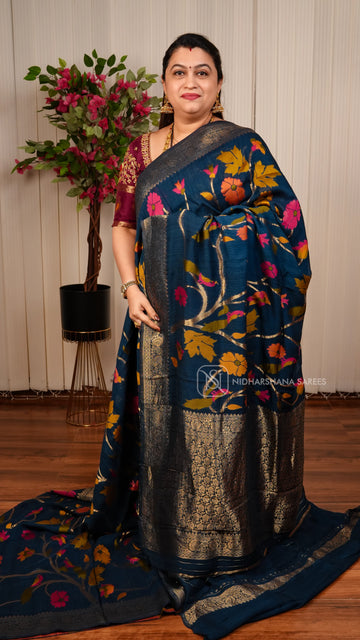 Tussar Georgette Saree With Complete Meena Concept And Banarasi Pallu
