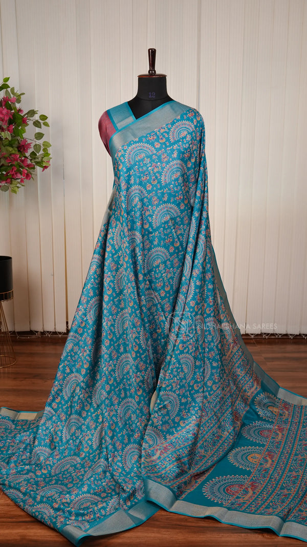 Semi Dola With Warli Print Concept And Zari Border