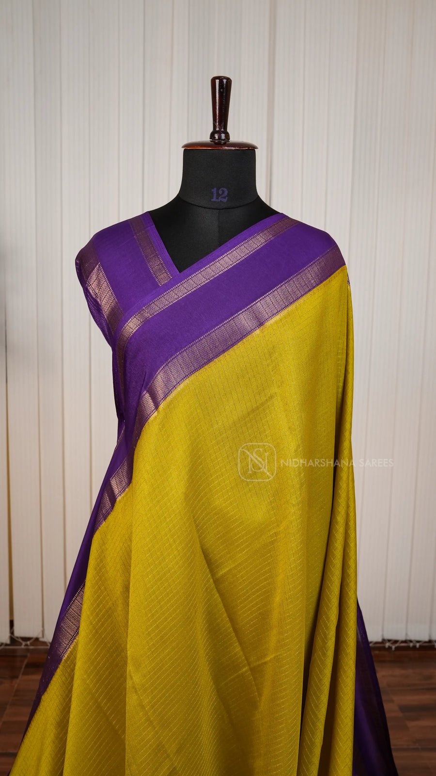 Semi Crepe Georegette With Zari Checks And Contrast Gap Style Border